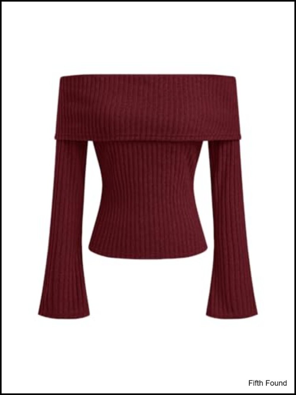 Off Shoulder Ribbed Knit Bell Sleeve Pullover Sweater Women Long Sleeve